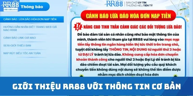 Giới thiệu RR88 với thông tin cơ bản 